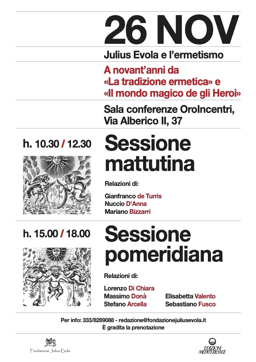 Roma, 26 novembre: Evola e l’Alchimia